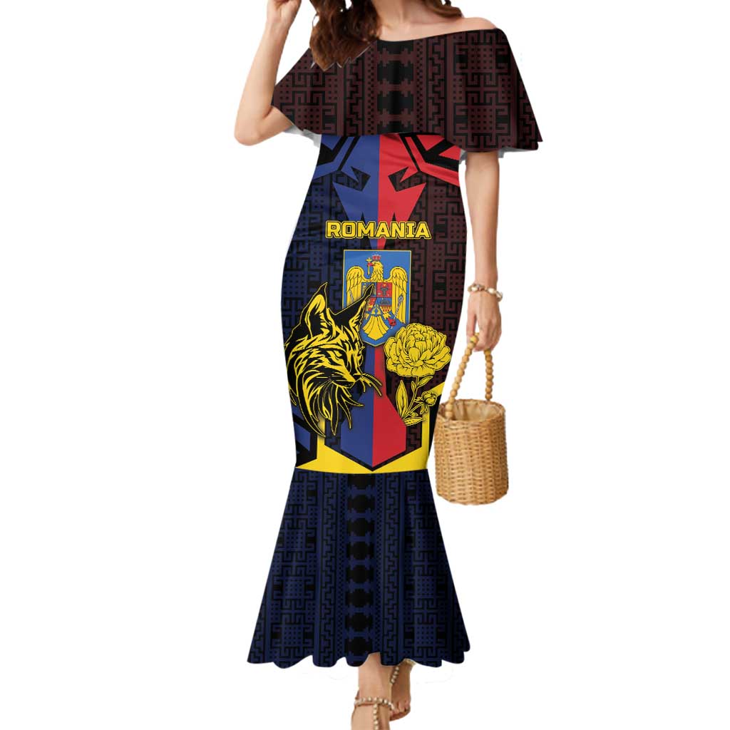 Personalized Romania Mermaid Dress The Eurasian Lynx With The Peony - Wonder Print Shop