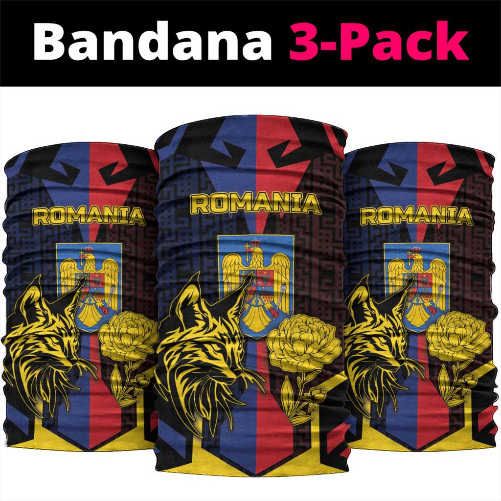 Romania Neck Gaiter The Eurasian Lynx With The Peony - Wonder Print Shop