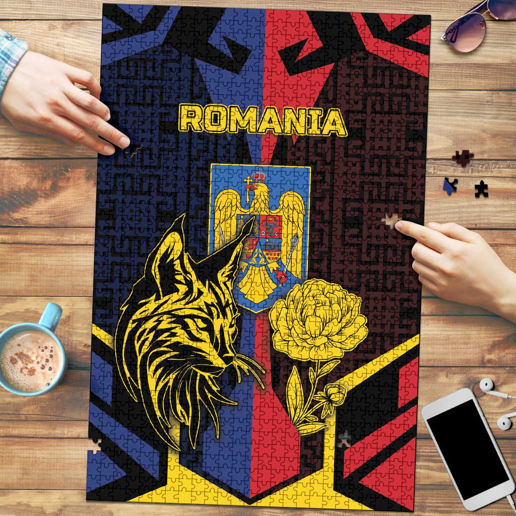 Romania Puzzle The Eurasian Lynx With The Peony - Wonder Print Shop