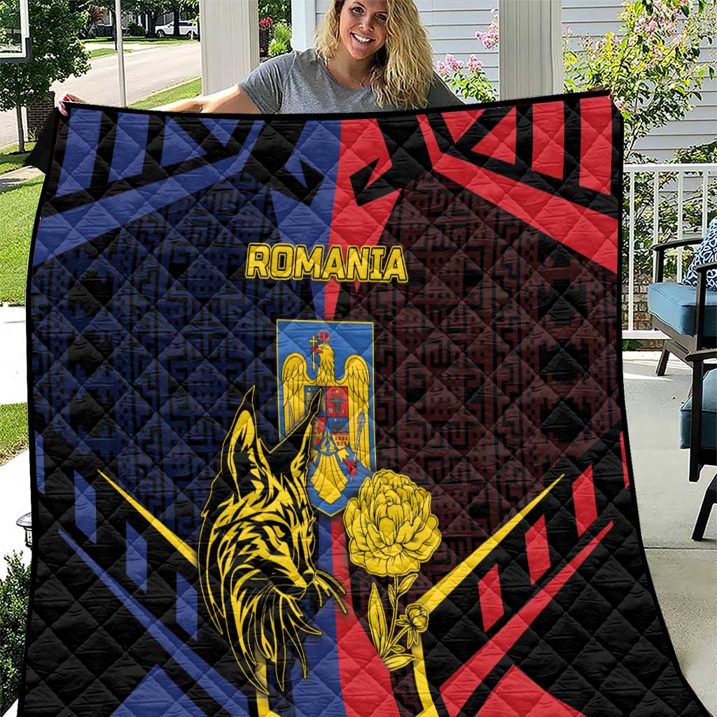 Romania Quilt The Eurasian Lynx With The Peony - Wonder Print Shop