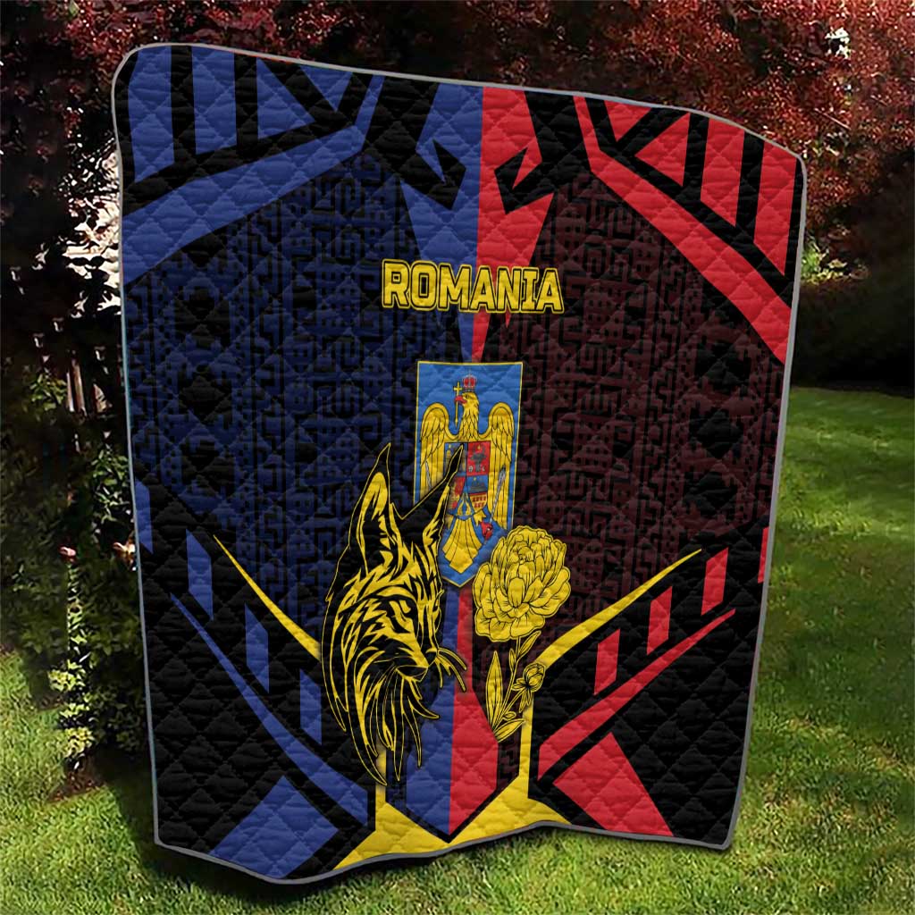 Romania Quilt The Eurasian Lynx With The Peony - Wonder Print Shop