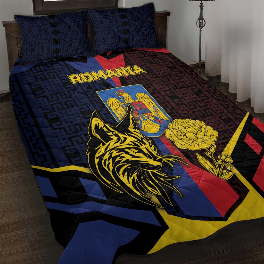 Romania Quilt Bed Set The Eurasian Lynx With The Peony - Wonder Print Shop