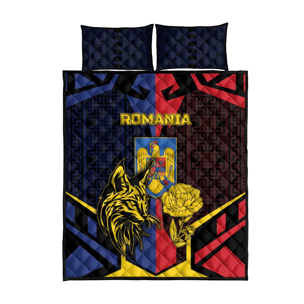 Romania Quilt Bed Set The Eurasian Lynx With The Peony - Wonder Print Shop