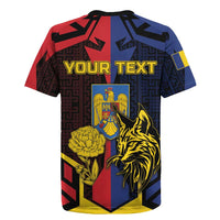 Personalized Romania Rugby Jersey The Eurasian Lynx With The Peony - Wonder Print Shop