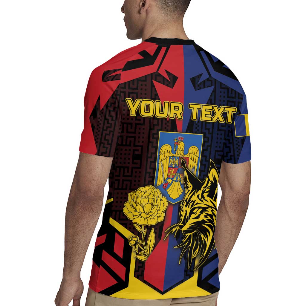 Personalized Romania Rugby Jersey The Eurasian Lynx With The Peony - Wonder Print Shop