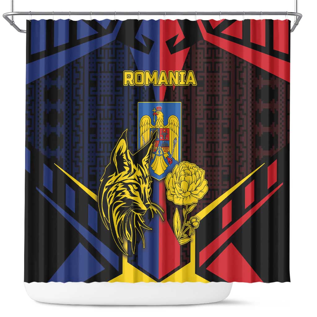 Romania Shower Curtain The Eurasian Lynx With The Peony - Wonder Print Shop