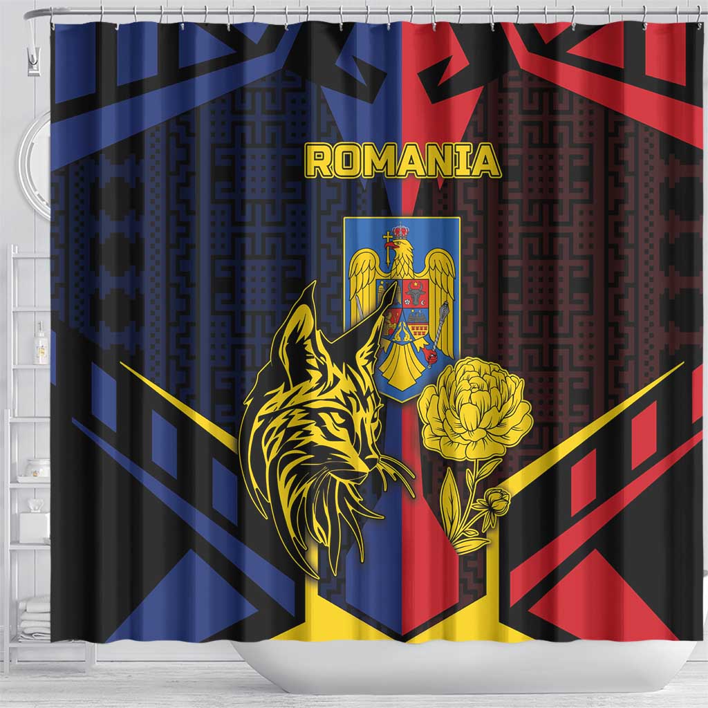 Romania Shower Curtain The Eurasian Lynx With The Peony - Wonder Print Shop