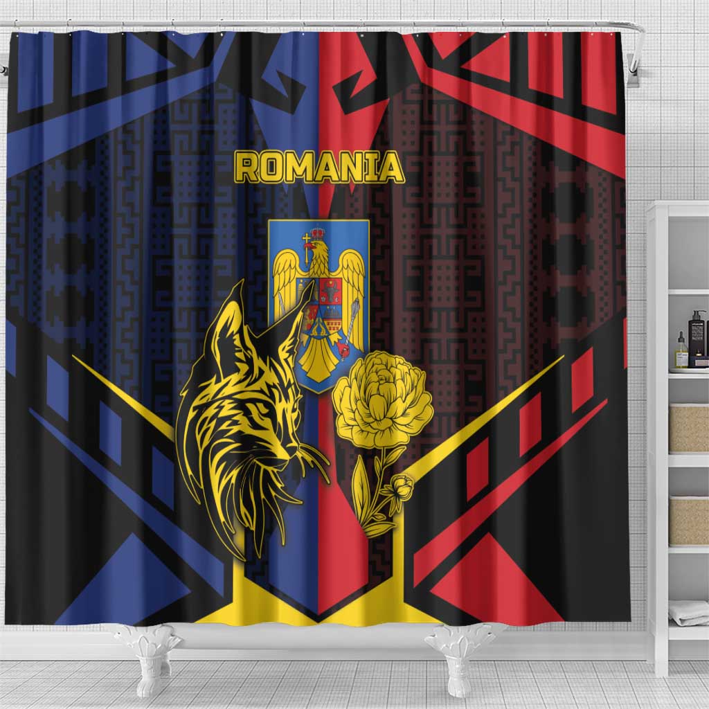 Romania Shower Curtain The Eurasian Lynx With The Peony - Wonder Print Shop