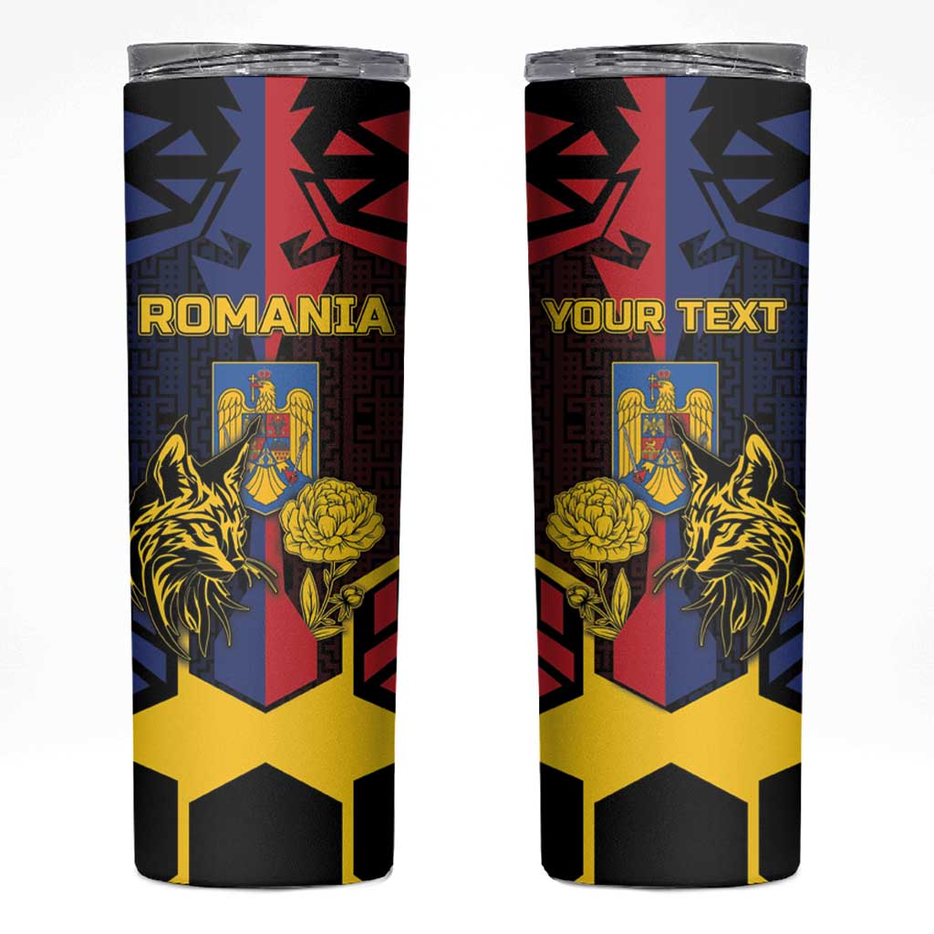 Personalized Romania Skinny Tumbler The Eurasian Lynx With The Peony - Wonder Print Shop