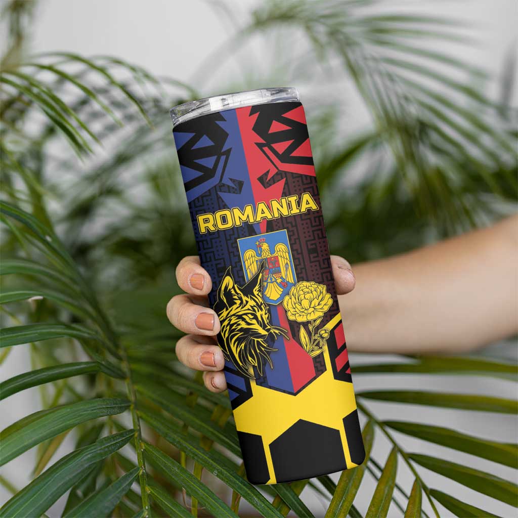 Personalized Romania Skinny Tumbler The Eurasian Lynx With The Peony - Wonder Print Shop