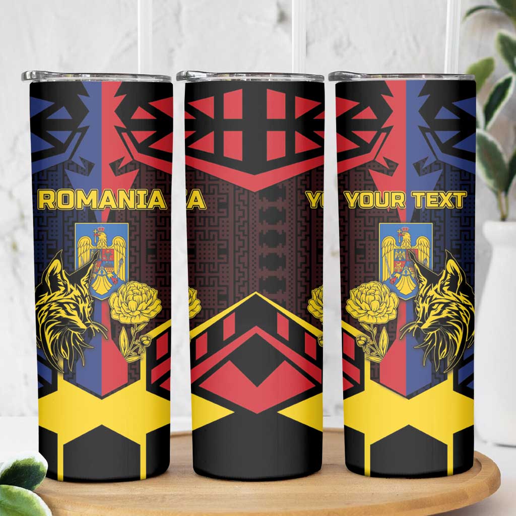 Personalized Romania Skinny Tumbler The Eurasian Lynx With The Peony - Wonder Print Shop