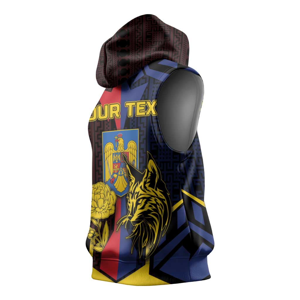 Personalized Romania Sleeveless Hoodie The Eurasian Lynx With The Peony - Wonder Print Shop