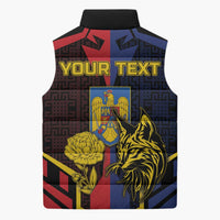 Personalized Romania Sleeveless Puffer Jacket The Eurasian Lynx With The Peony - Wonder Print Shop