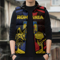 Personalized Romania Sleeveless Puffer Jacket The Eurasian Lynx With The Peony - Wonder Print Shop