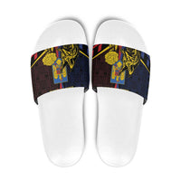 Romania Slide Sandals The Eurasian Lynx With The Peony - Wonder Print Shop