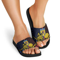 Romania Slide Sandals The Eurasian Lynx With The Peony - Wonder Print Shop