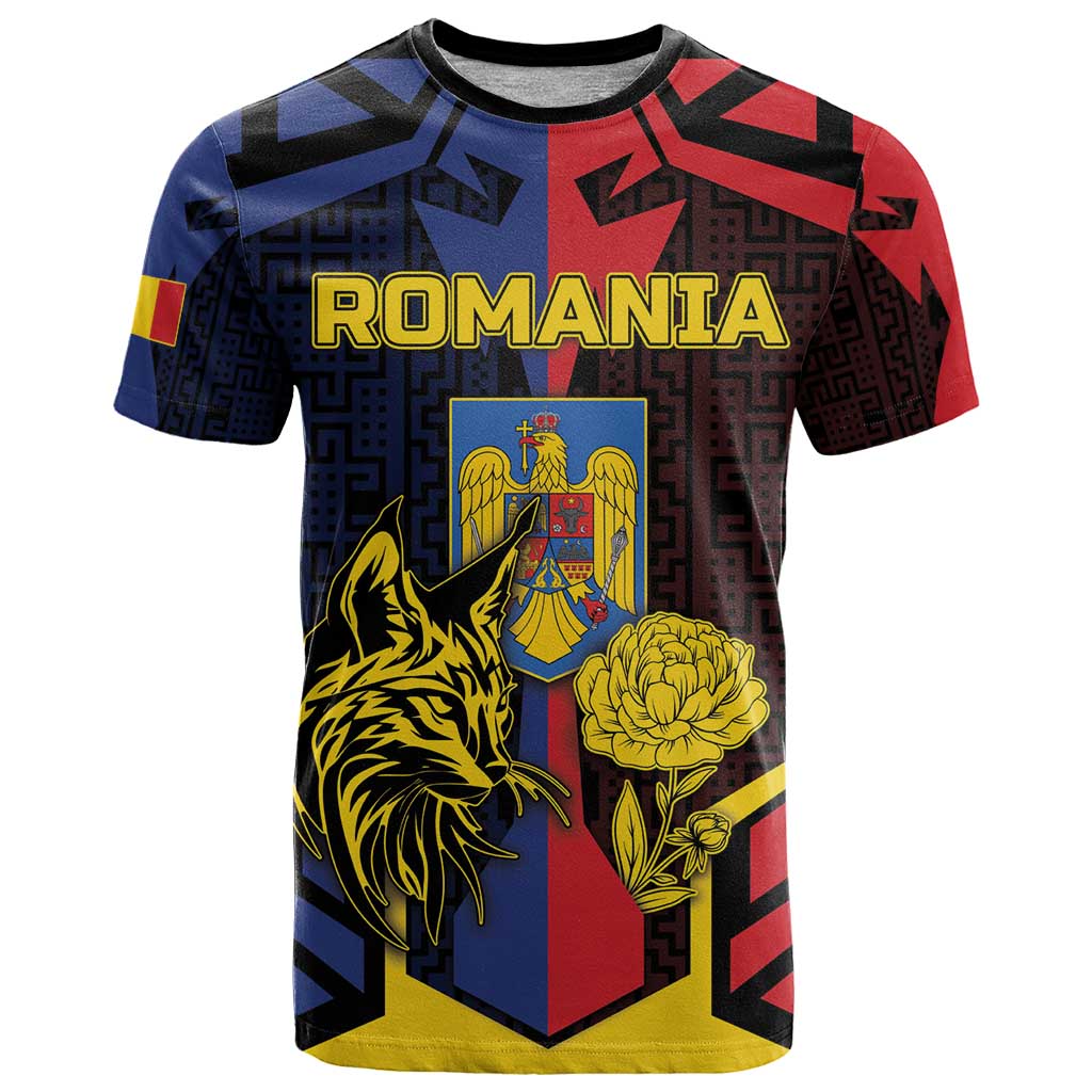 Personalized Romania T Shirt The Eurasian Lynx With The Peony - Wonder Print Shop