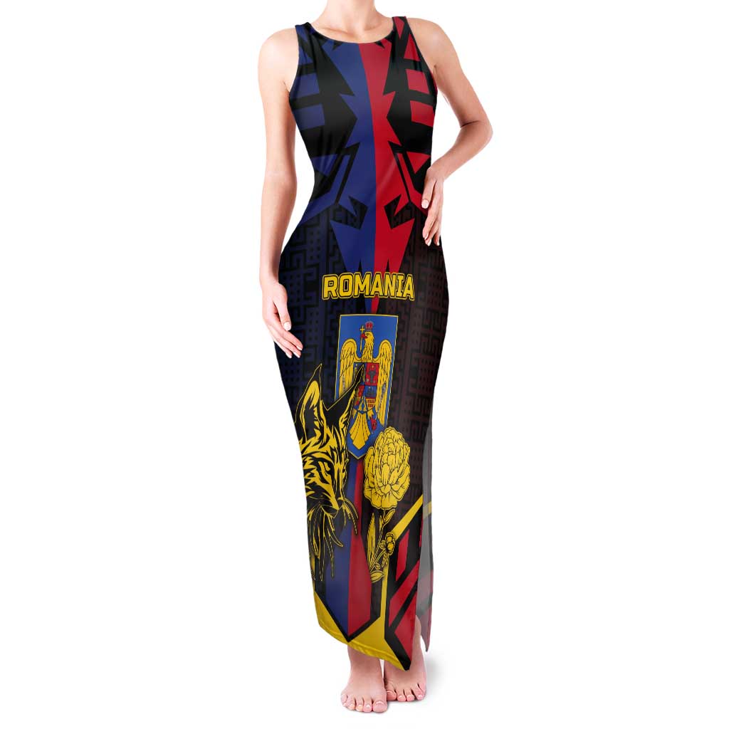 Personalized Romania Tank Maxi Dress The Eurasian Lynx With The Peony - Wonder Print Shop