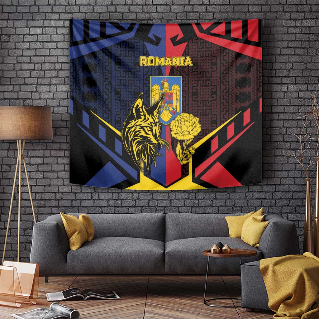 Romania Tapestry The Eurasian Lynx With The Peony - Wonder Print Shop