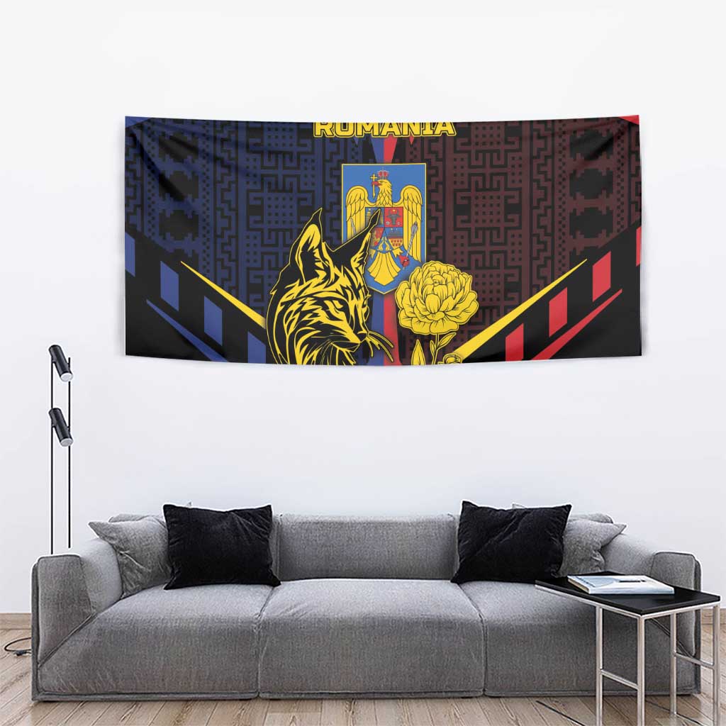 Romania Tapestry The Eurasian Lynx With The Peony - Wonder Print Shop