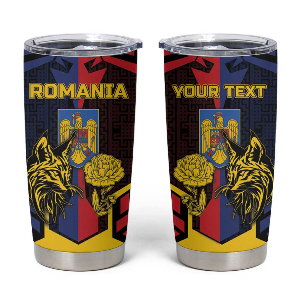 Personalized Romania Tumbler Cup The Eurasian Lynx With The Peony - Wonder Print Shop