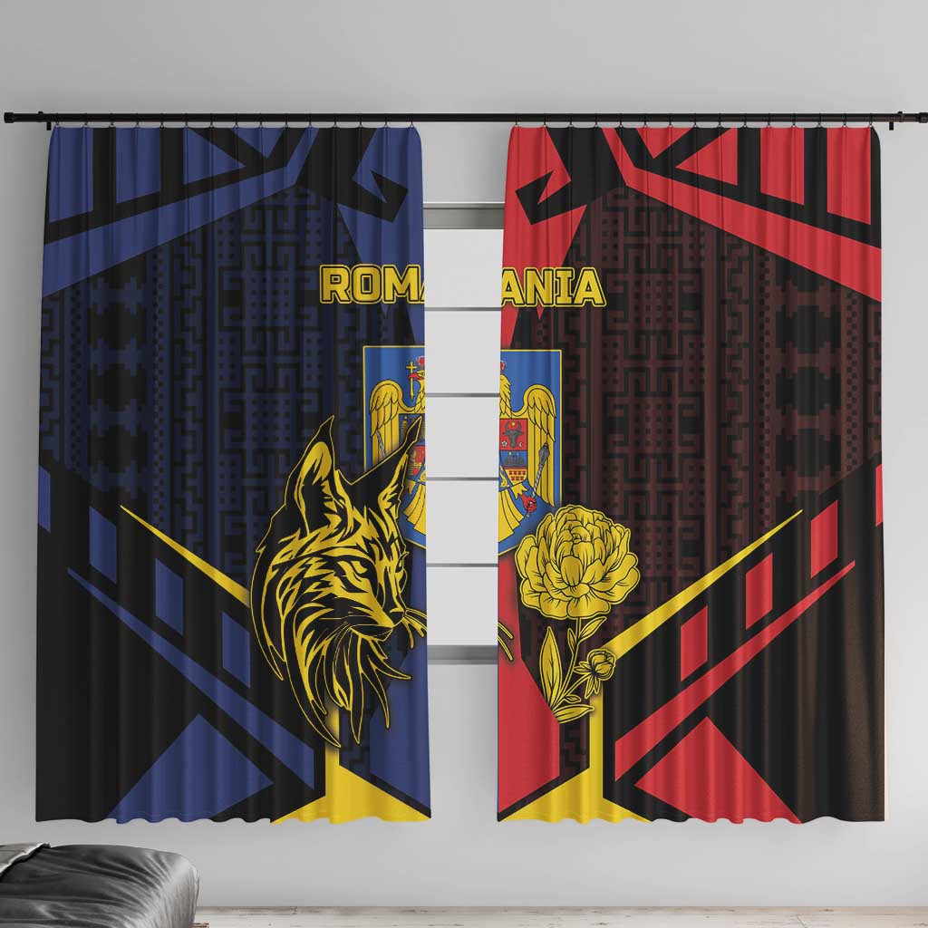 Romania Window Curtain The Eurasian Lynx With The Peony - Wonder Print Shop