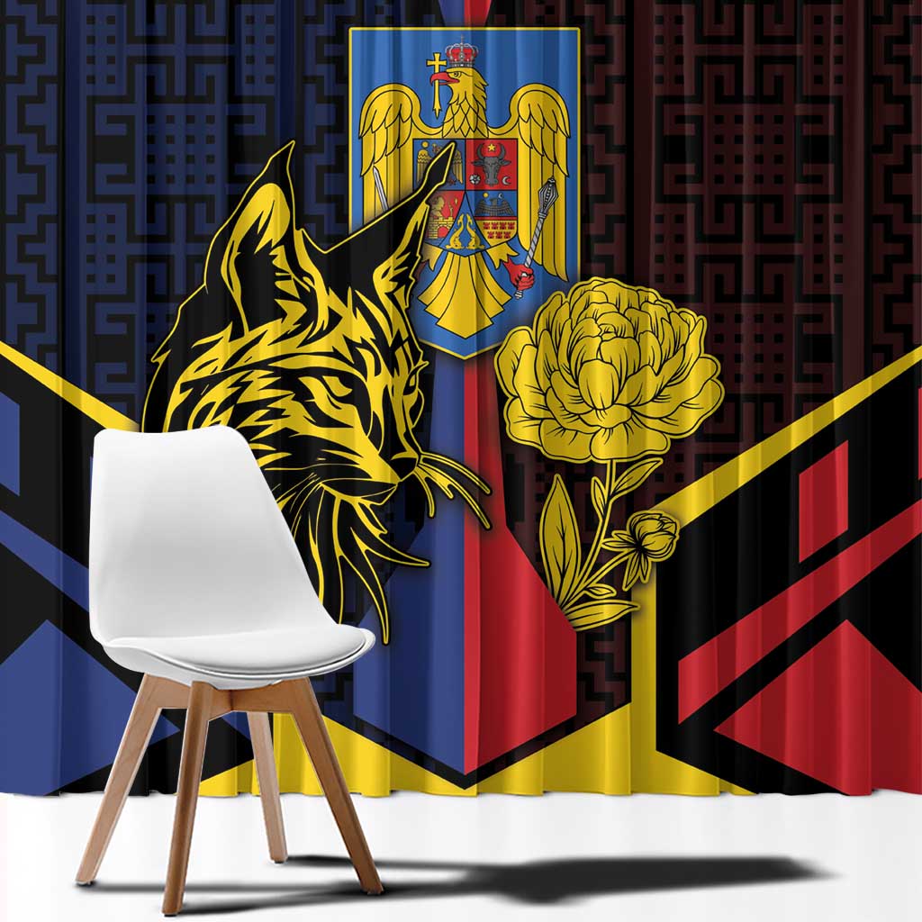 Romania Window Curtain The Eurasian Lynx With The Peony - Wonder Print Shop