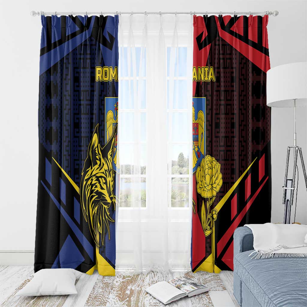 Romania Window Curtain The Eurasian Lynx With The Peony - Wonder Print Shop