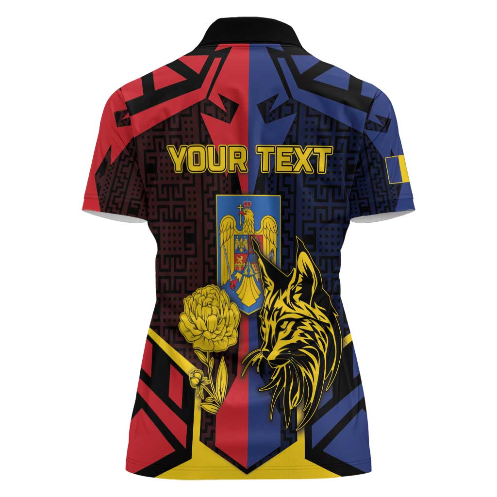 Personalized Romania Women Polo Shirt The Eurasian Lynx With The Peony - Wonder Print Shop