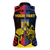 Personalized Romania Women Sleeveless Polo Shirt The Eurasian Lynx With The Peony - Wonder Print Shop