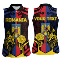 Personalized Romania Women Sleeveless Polo Shirt The Eurasian Lynx With The Peony - Wonder Print Shop