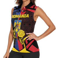 Personalized Romania Women Sleeveless Polo Shirt The Eurasian Lynx With The Peony - Wonder Print Shop