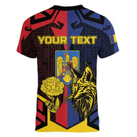 Personalized Romania Women V-Neck T-Shirt The Eurasian Lynx With The Peony - Wonder Print Shop