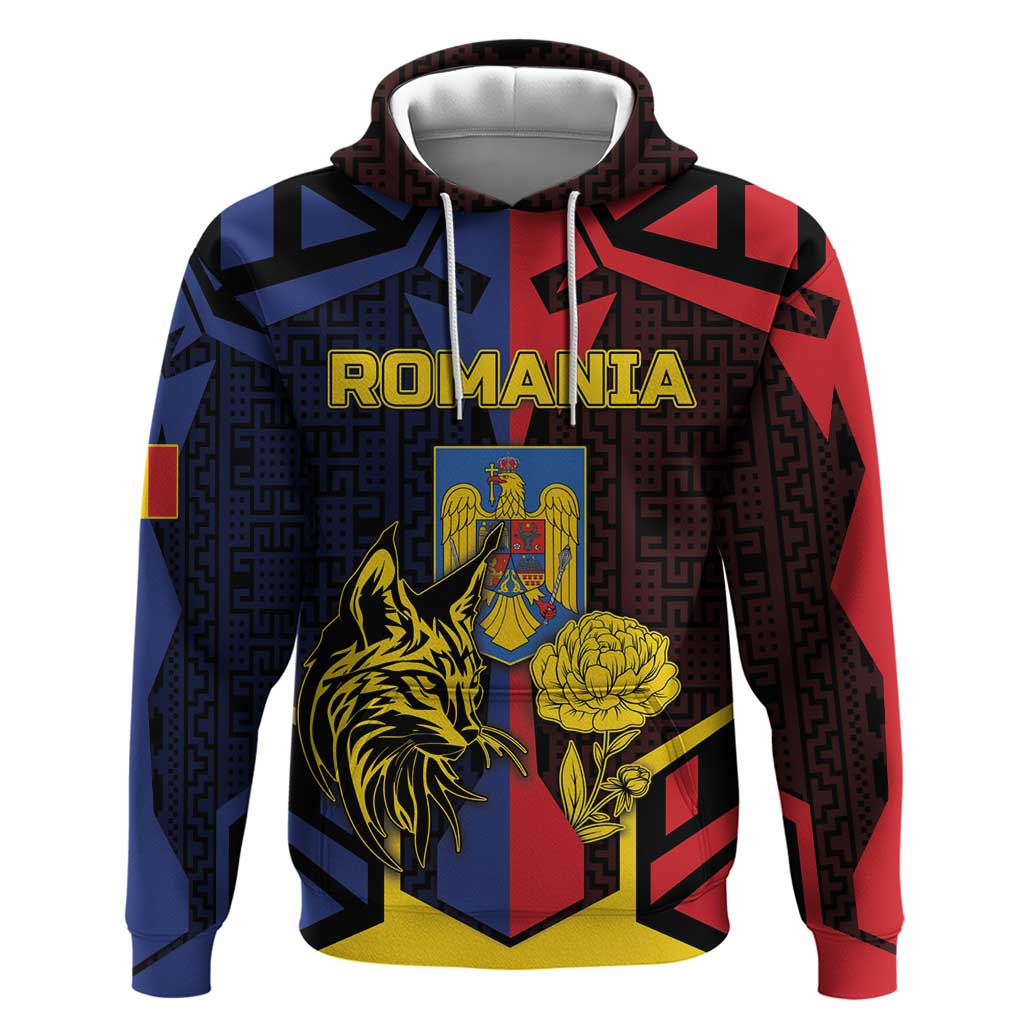 Personalized Romania Zip Hoodie The Eurasian Lynx With The Peony - Wonder Print Shop