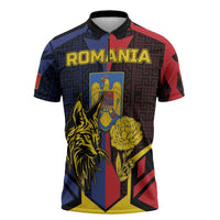 Personalized Romania Zipper Polo Shirt The Eurasian Lynx With The Peony - Wonder Print Shop