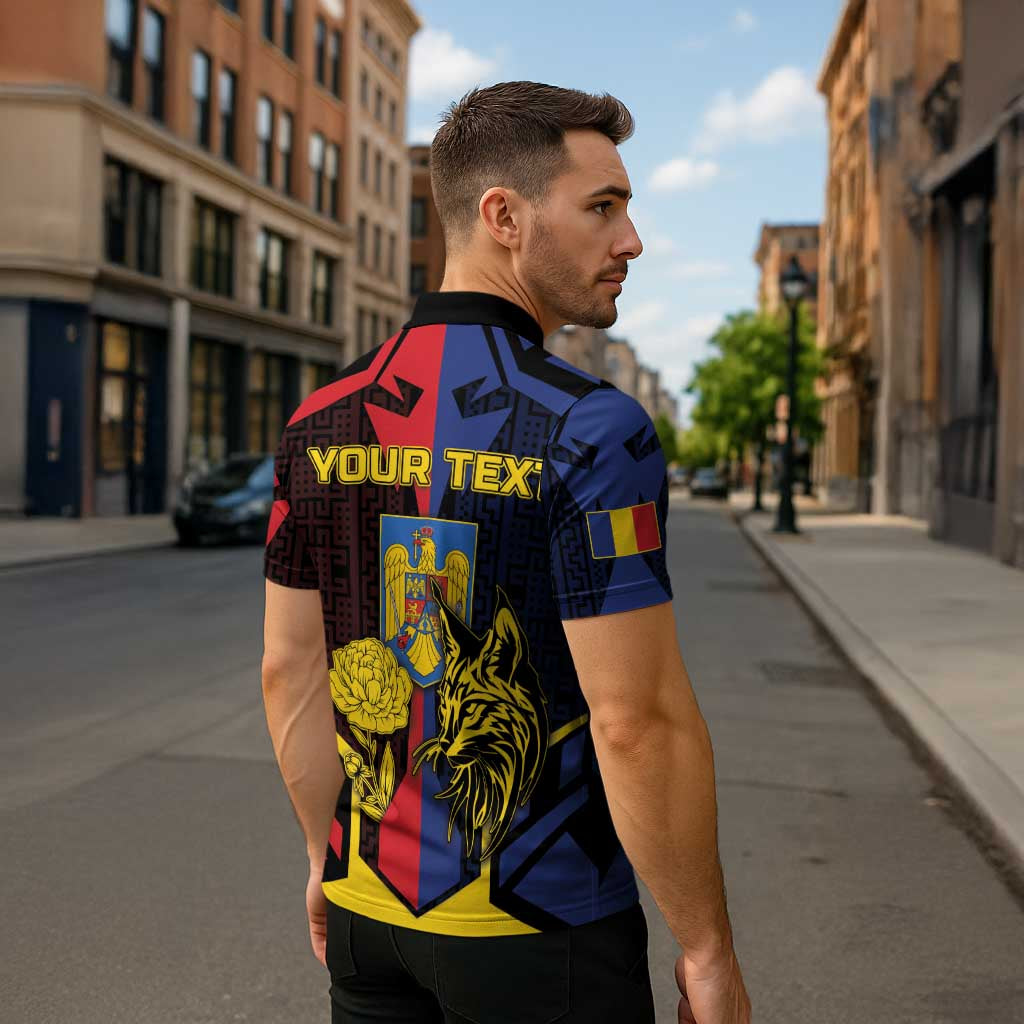 Personalized Romania Zipper Polo Shirt The Eurasian Lynx With The Peony - Wonder Print Shop