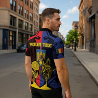 Personalized Romania Zipper Polo Shirt The Eurasian Lynx With The Peony - Wonder Print Shop