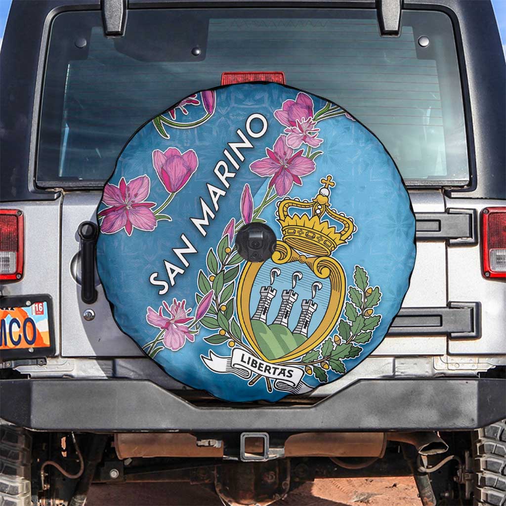 San Marino Spare Tire Cover The Cyclamen Cyprium With Coat Of Arms - Wonder Print Shop