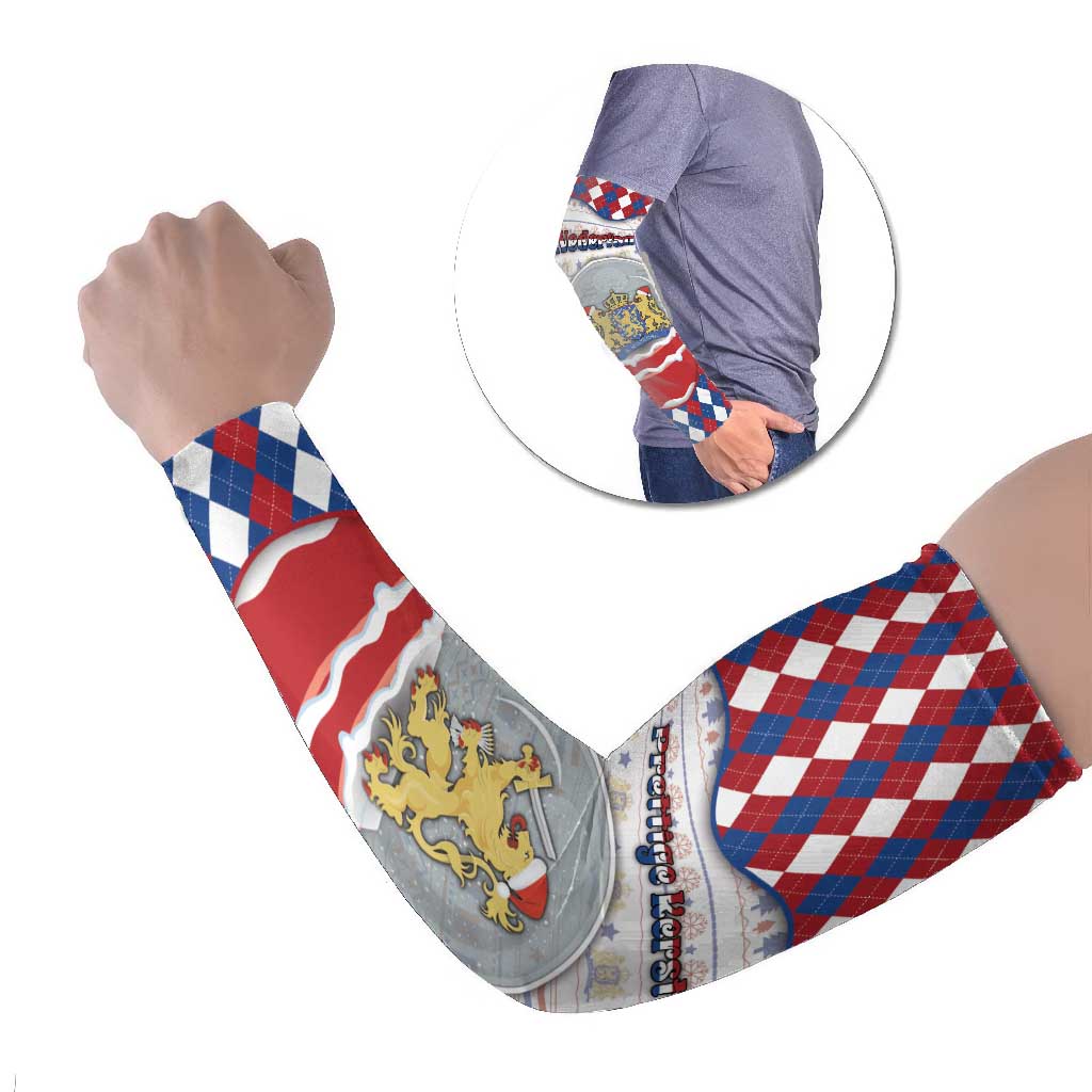 Netherlands Christmas Arm Sleeves Lion Symbol In Snow Globe - Wonder Print Shop