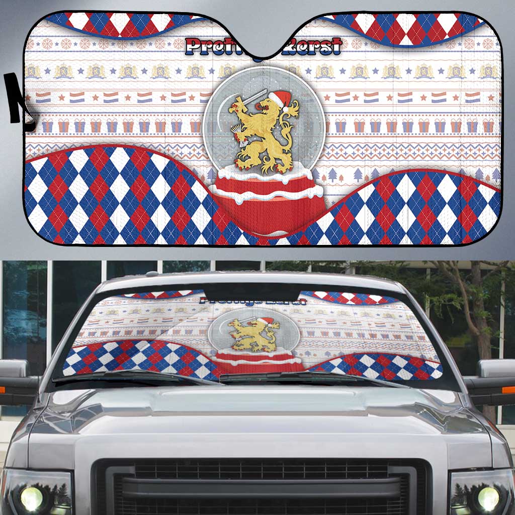 Netherlands Christmas Auto Sun Shade Lion Symbol In Snow Globe - Wonder Print Shop