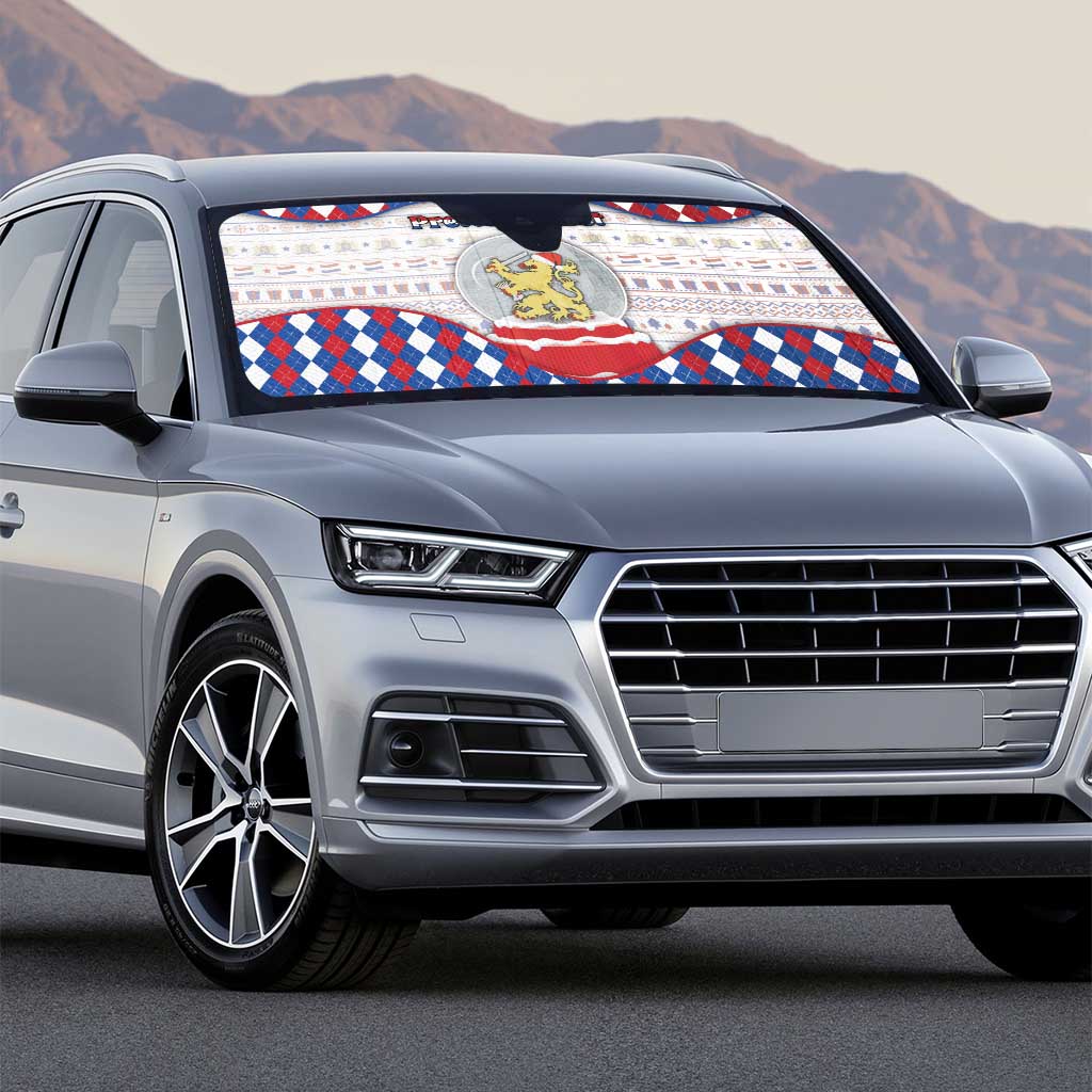 Netherlands Christmas Auto Sun Shade Lion Symbol In Snow Globe - Wonder Print Shop