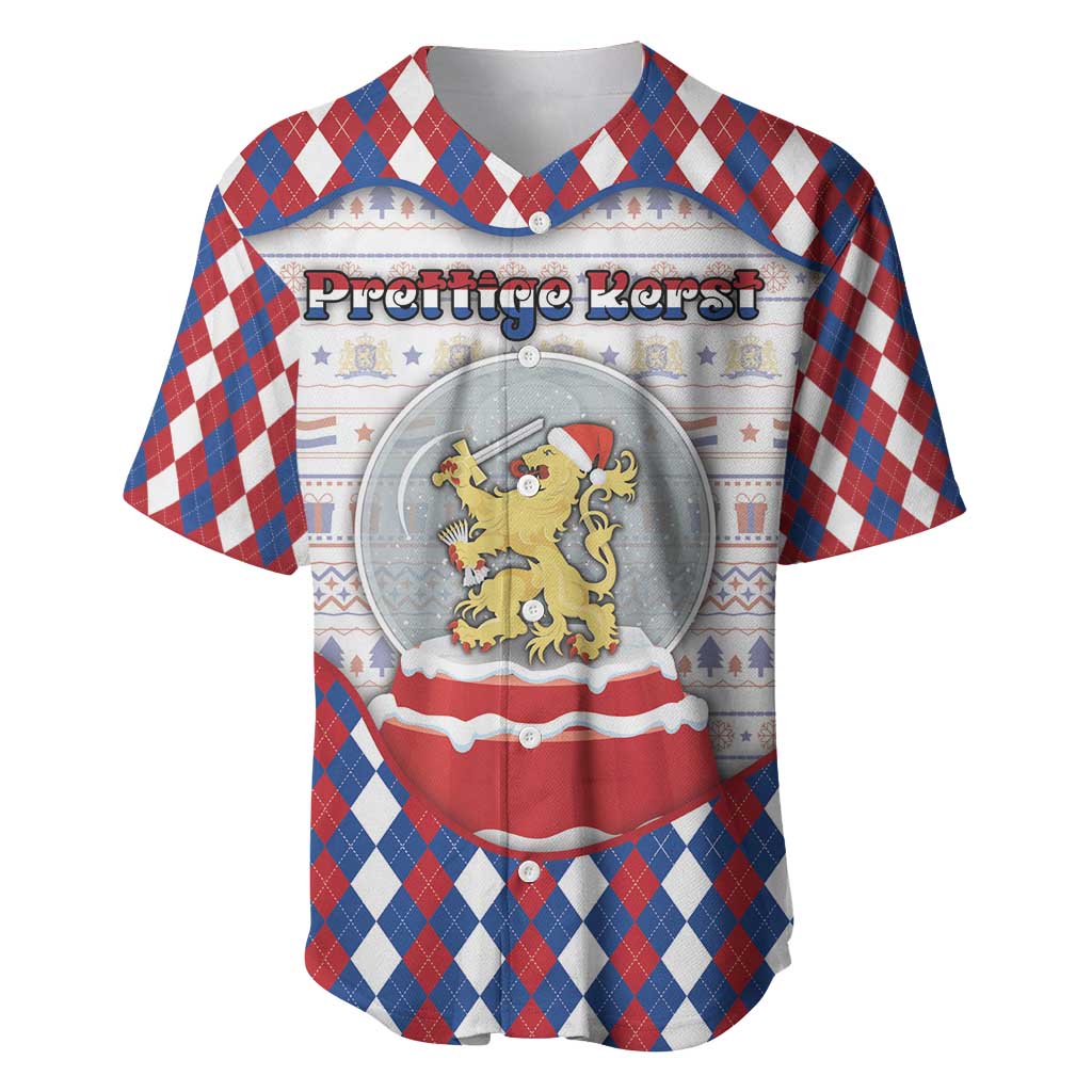Netherlands Christmas Baseball Jersey Lion Symbol In Snow Globe - Wonder Print Shop