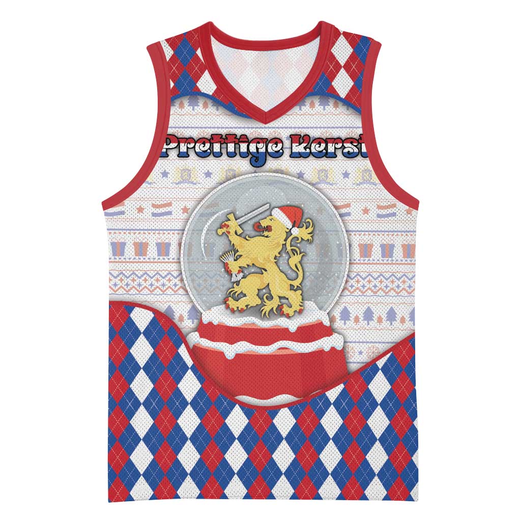 Netherlands Christmas Basketball Jersey Lion Symbol In Snow Globe - Wonder Print Shop