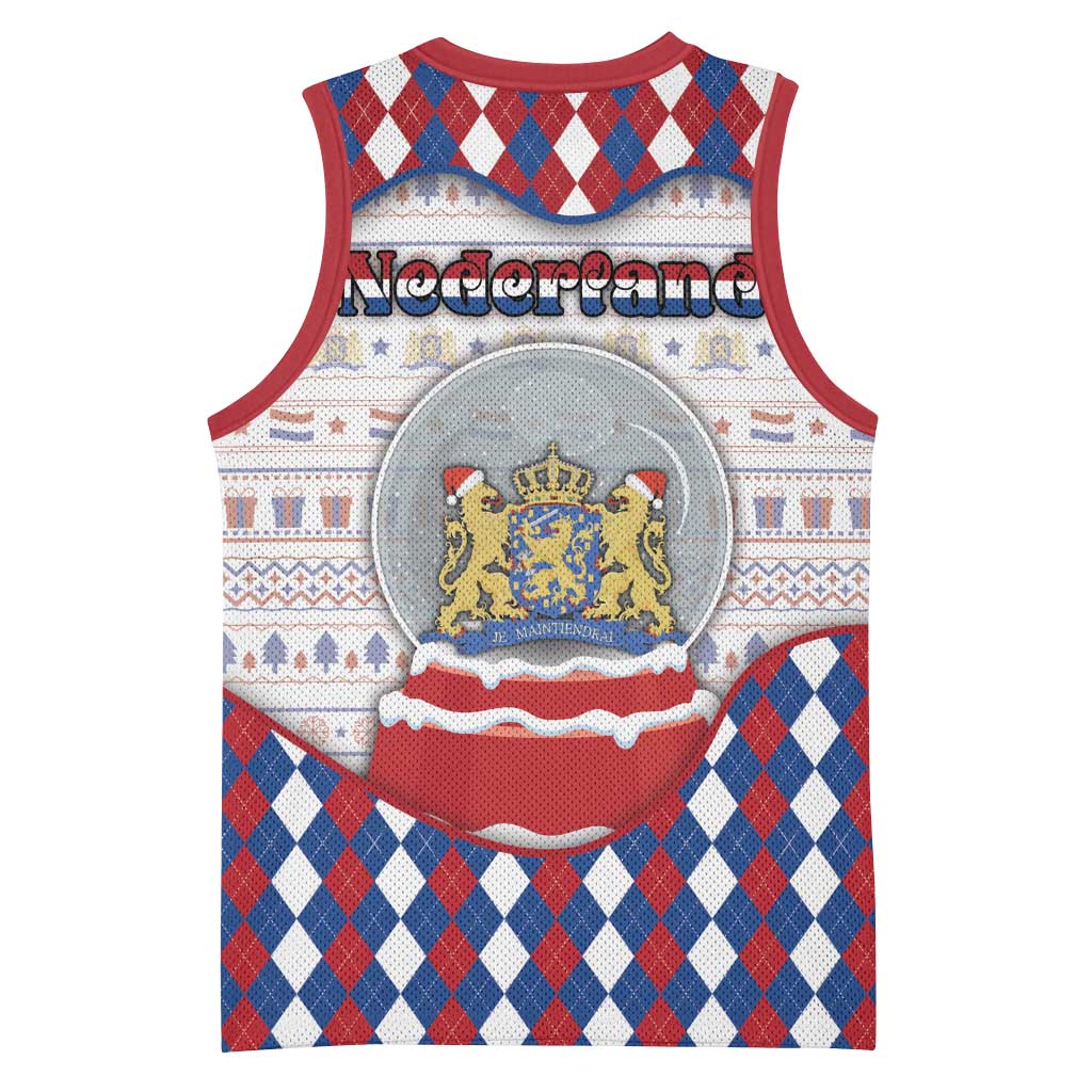 Netherlands Christmas Basketball Jersey Lion Symbol In Snow Globe - Wonder Print Shop