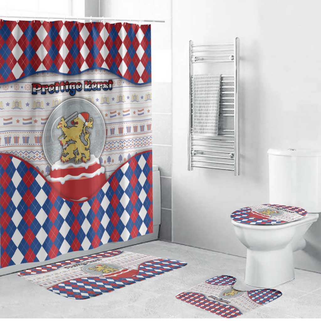 Netherlands Christmas Bathroom Set Lion Symbol In Snow Globe - Wonder Print Shop