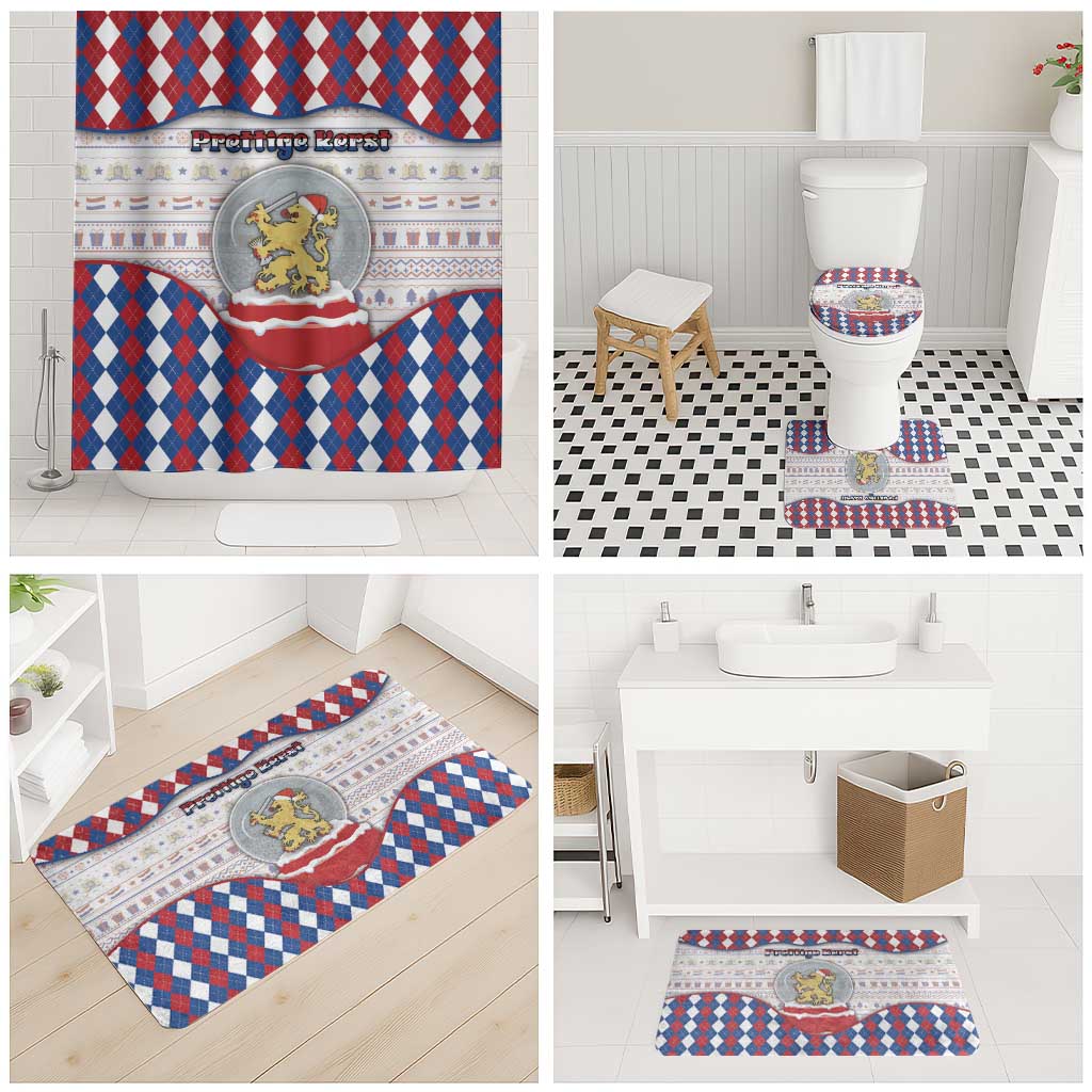 Netherlands Christmas Bathroom Set Lion Symbol In Snow Globe - Wonder Print Shop