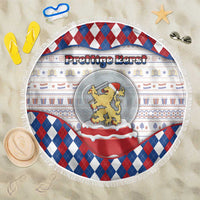 Netherlands Christmas Beach Blanket Lion Symbol In Snow Globe - Wonder Print Shop