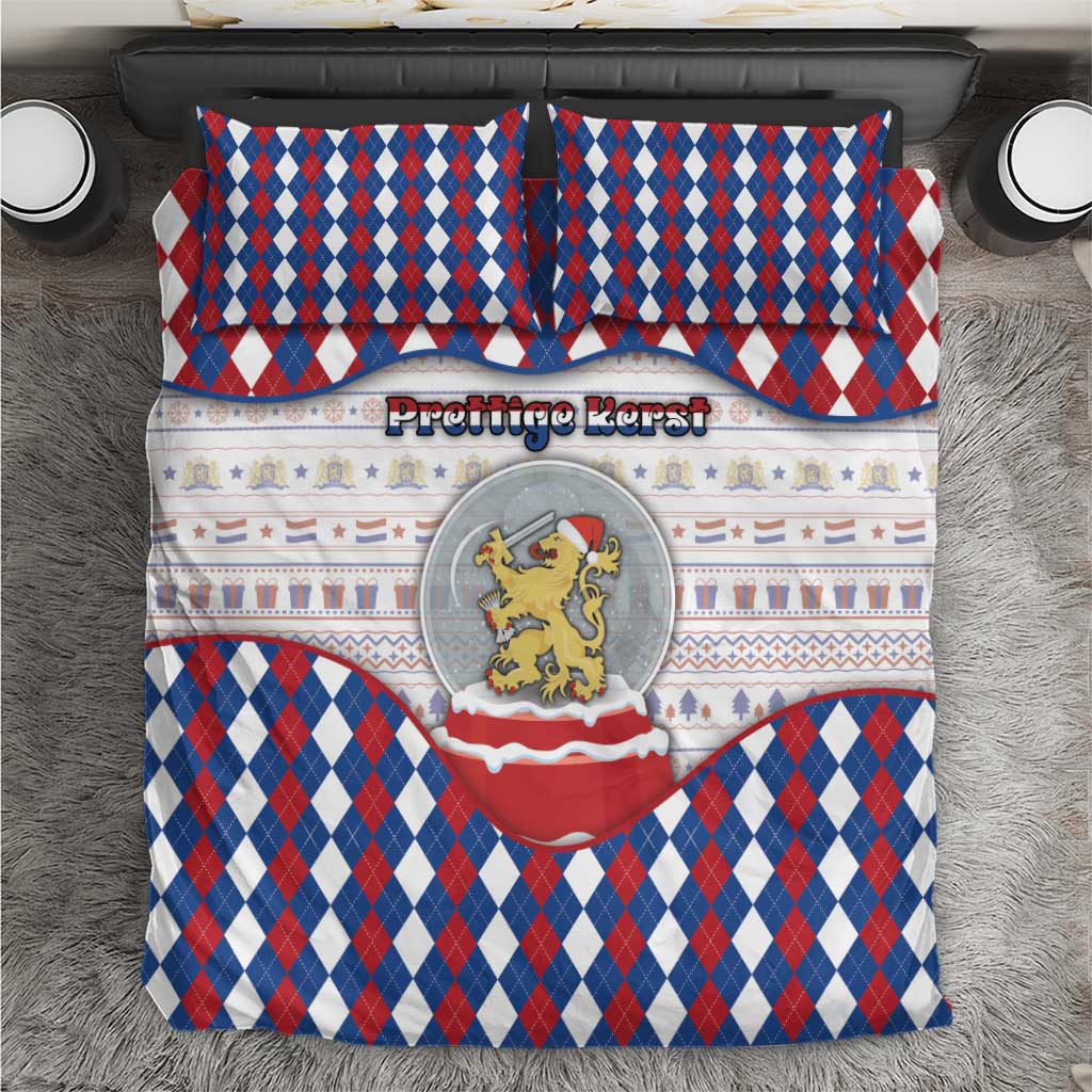 Netherlands Christmas Bedding Set Lion Symbol In Snow Globe - Wonder Print Shop