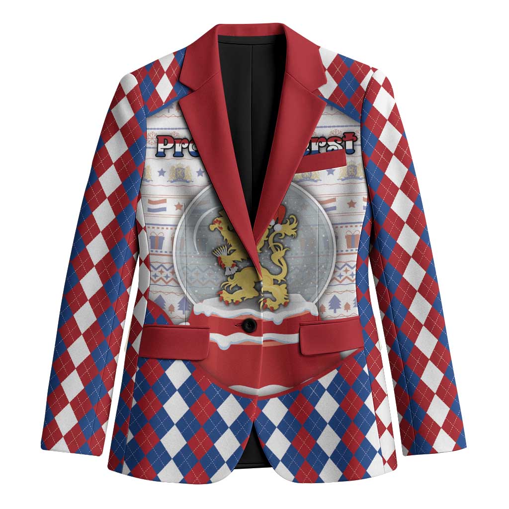 Netherlands Christmas Blazer Lion Symbol In Snow Globe - Wonder Print Shop