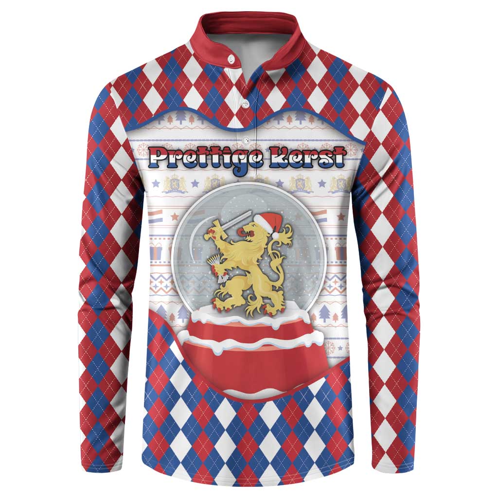 Netherlands Christmas Button Sweatshirt Lion Symbol In Snow Globe - Wonder Print Shop